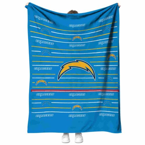 los angeles chargers striped pattern blue blanket best selling