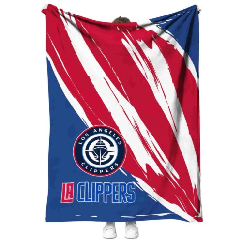 los angeles clippers brushstrokes red white blanket best selling
