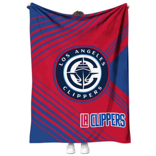 los angeles clippers diagonal stripes red blanket best selling