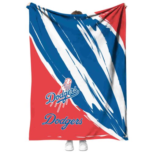 los angeles dodgers brushstrokes blue white blanket best selling