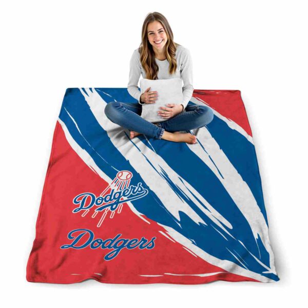 los angeles dodgers brushstrokes blue white blanket high quality