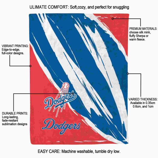 los angeles dodgers brushstrokes blue white blanket new arrival