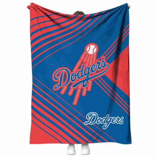 los angeles dodgers diagonal stripes blue blanket best selling