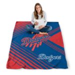 los angeles dodgers diagonal stripes blue blanket high quality