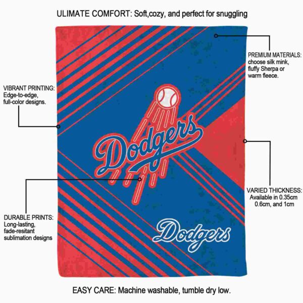 los angeles dodgers diagonal stripes blue blanket new arrival