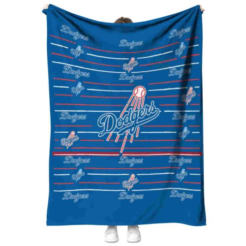 los angeles dodgers striped pattern blue blanket best selling