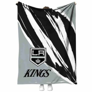 los angeles kings brushstrokes black white blanket best selling