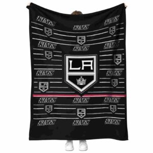 los angeles kings striped pattern black blanket best selling