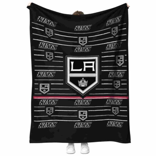 los angeles kings striped pattern black blanket best selling