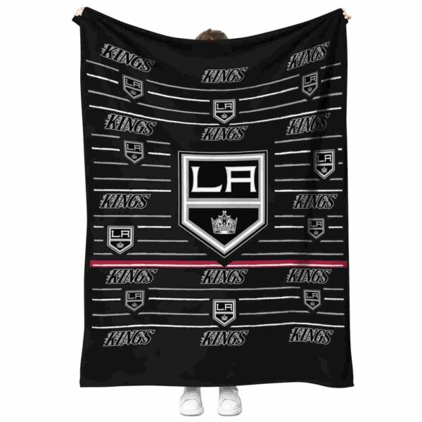 los angeles kings striped pattern black blanket best selling