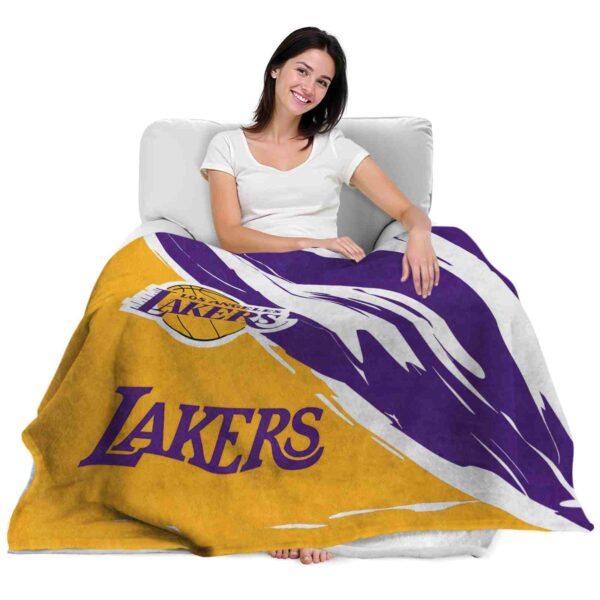los angeles lakers brushstrokes purple white blanket latest model