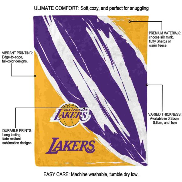 los angeles lakers brushstrokes purple white blanket new arrival