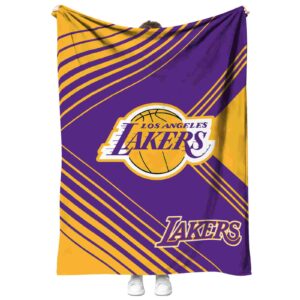 los angeles lakers diagonal stripes purple blanket best selling