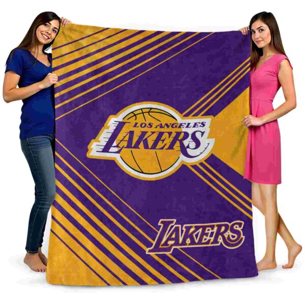 los angeles lakers diagonal stripes purple blanket fashion forward