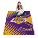 los angeles lakers diagonal stripes purple blanket high quality