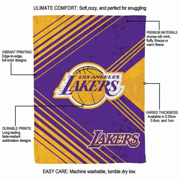 los angeles lakers diagonal stripes purple blanket new arrival