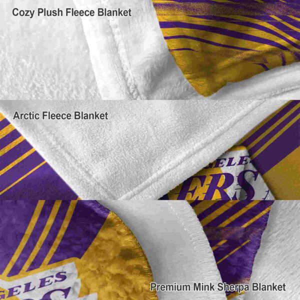 los angeles lakers diagonal stripes purple blanket premium grade