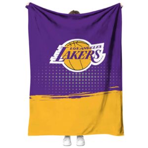 los angeles lakers gradient dots purple blanket best selling