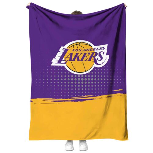 los angeles lakers gradient dots purple blanket best selling