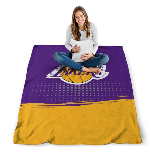 los angeles lakers gradient dots purple blanket high quality