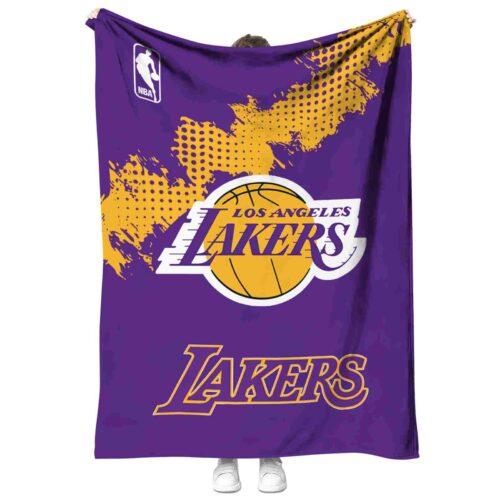 los angeles lakers grunge texture purple blanket best selling