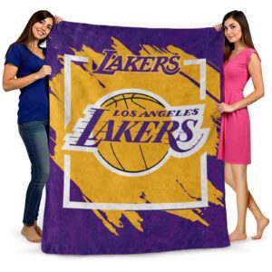 los angeles lakers splatter effect purple blanket fashion forward