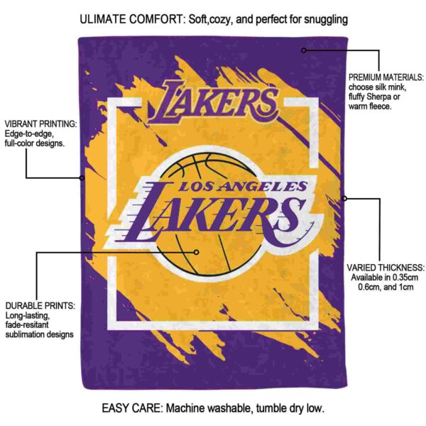 los angeles lakers splatter effect purple blanket new arrival
