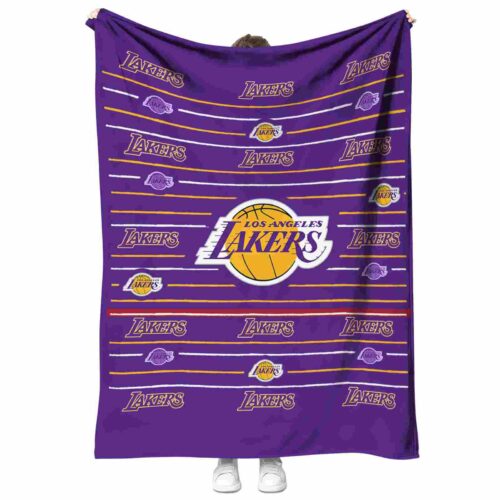 los angeles lakers striped pattern purple blanket best selling