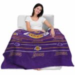 los angeles lakers striped pattern purple blanket best selling