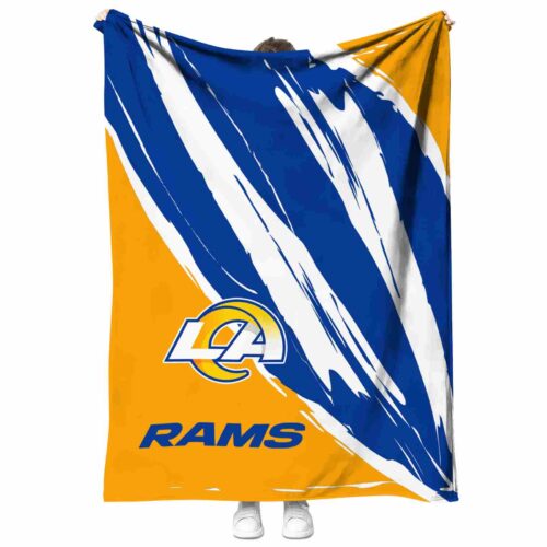los angeles rams brushstrokes blue white blanket best selling