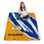 los angeles rams brushstrokes blue white blanket high quality