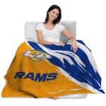 los angeles rams brushstrokes blue white blanket latest model