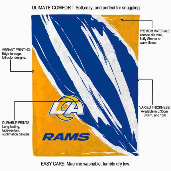 los angeles rams brushstrokes blue white blanket new arrival