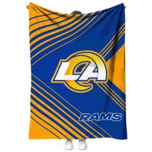 los angeles rams diagonal stripes blue blanket best selling