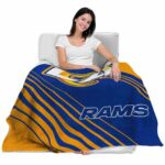 los angeles rams diagonal stripes blue blanket latest model