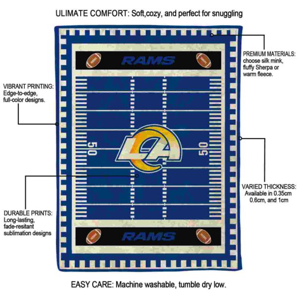 los angeles rams football field blue blanket new arrival