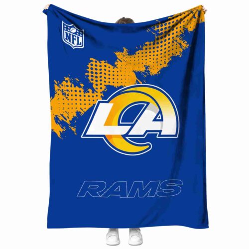 los angeles rams grunge texture blue blanket best selling
