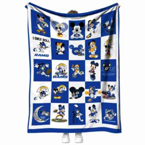 los angeles rams mickey minnie blue white blanket best selling
