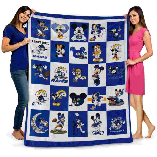los angeles rams mickey minnie blue white blanket fashion forward