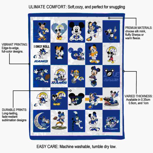 los angeles rams mickey minnie blue white blanket new arrival