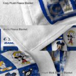 los angeles rams mickey minnie blue white blanket premium grade