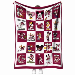 louisiana monroe warhawks mickey minnie red white blanket best selling