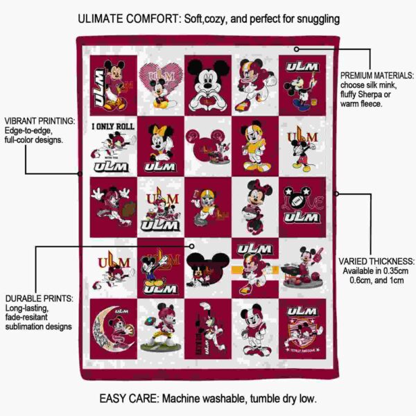louisiana monroe warhawks mickey minnie red white blanket new arrival
