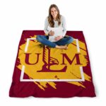 louisiana monroe warhawks splatter effect red blanket high quality