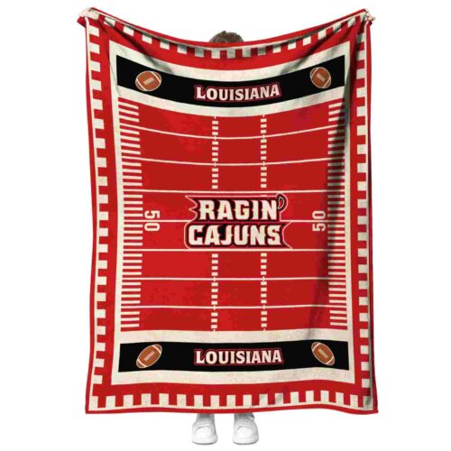 louisiana ragin cajuns football field red blanket best selling