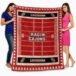 louisiana ragin cajuns football field red blanket fashion forward