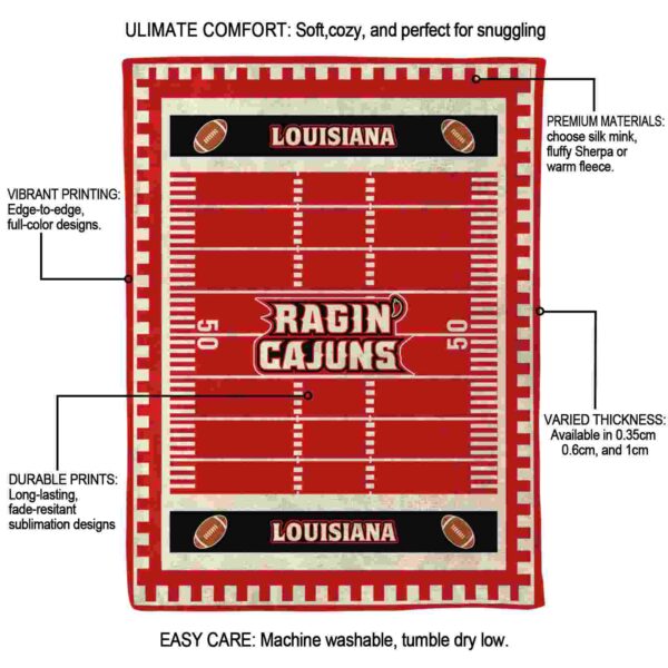 louisiana ragin cajuns football field red blanket new arrival