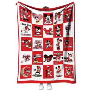 louisiana ragin cajuns mickey minnie red white blanket best selling