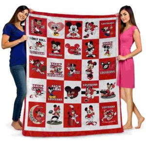 louisiana ragin cajuns mickey minnie red white blanket fashion forward