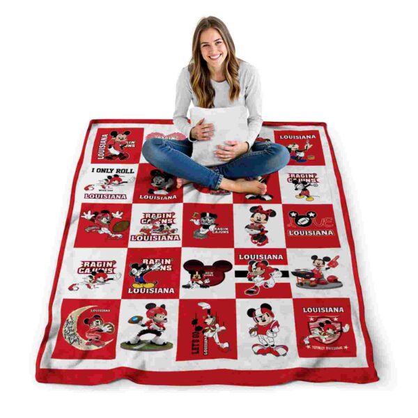 louisiana ragin cajuns mickey minnie red white blanket high quality